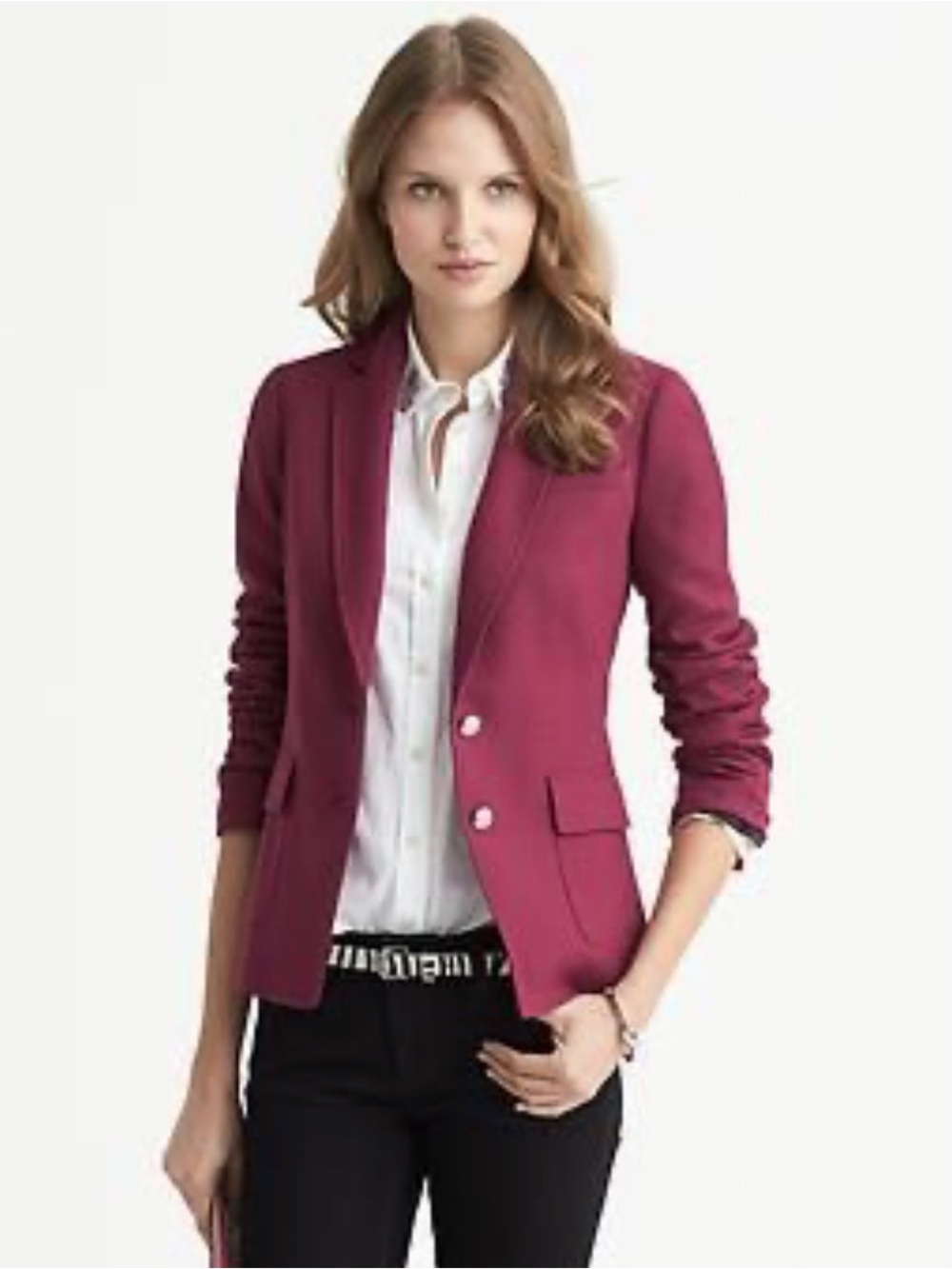 Banana Republic Raspberry Tailored Blazer classy business office career size 4